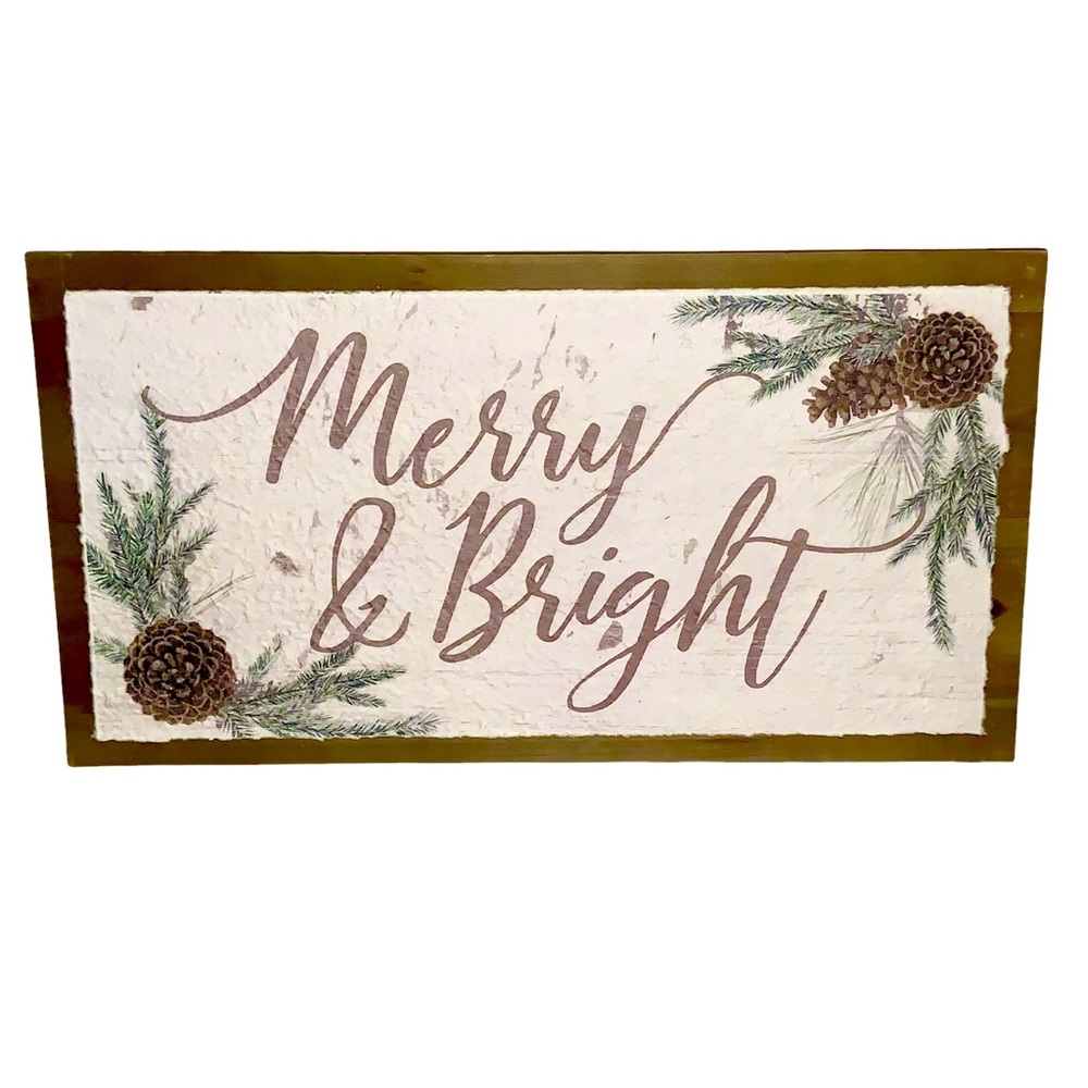Christmas Farmhouse Merry & Bright Wood Wall Decor